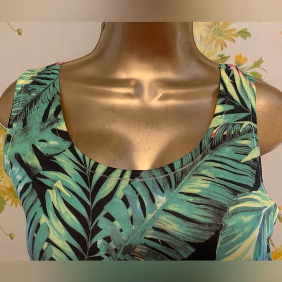 Tropical print sleeveless bodysuit size L - Picture 2 of 12